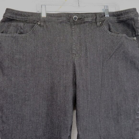 Diane Gilman DG2 Jeans Womens Size 22W Black Glitter Denim Straight Leg - Picture 2 of 13